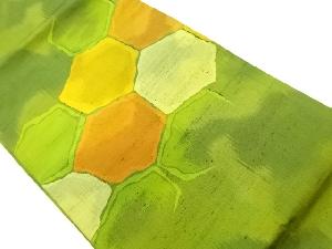 手織り紬亀甲模様織出し名古屋帯